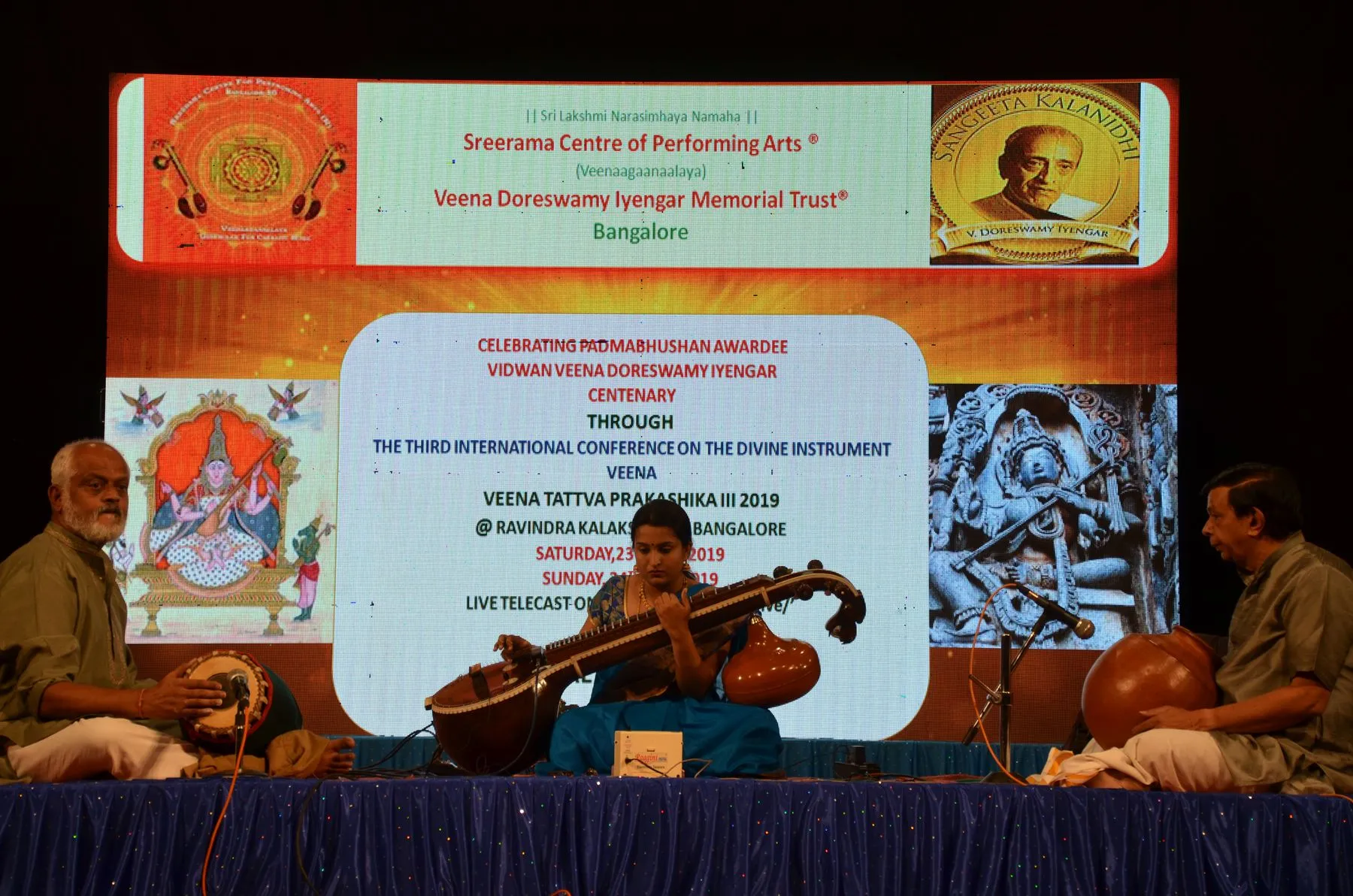 Wide stage, Doreswamy Iyengar centenary backdrop