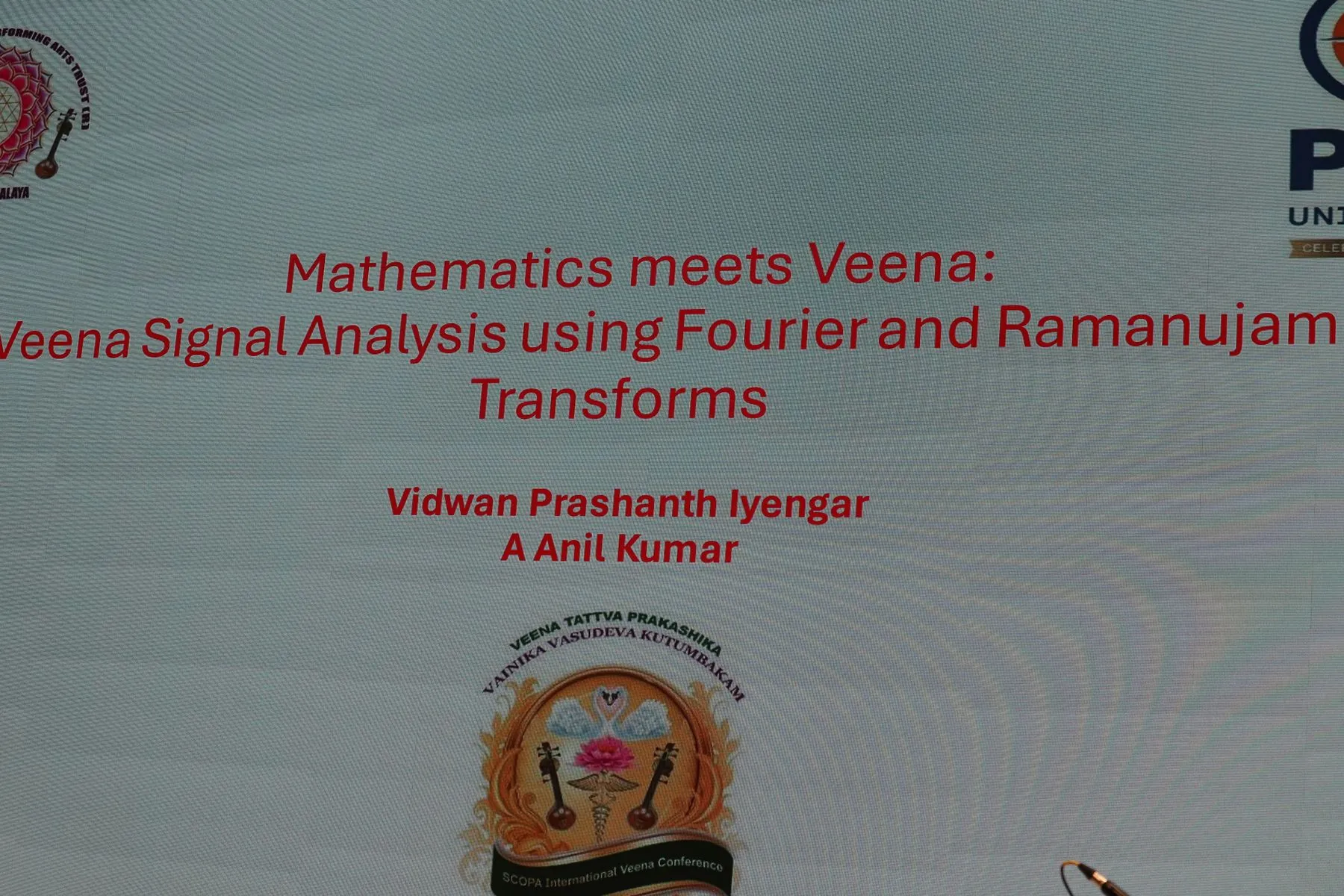 Slide: Mathematics meets Veena – Fourier and Ramanujan Transforms (Vidwan Prashanth Iyengar, A Anil Kumar)