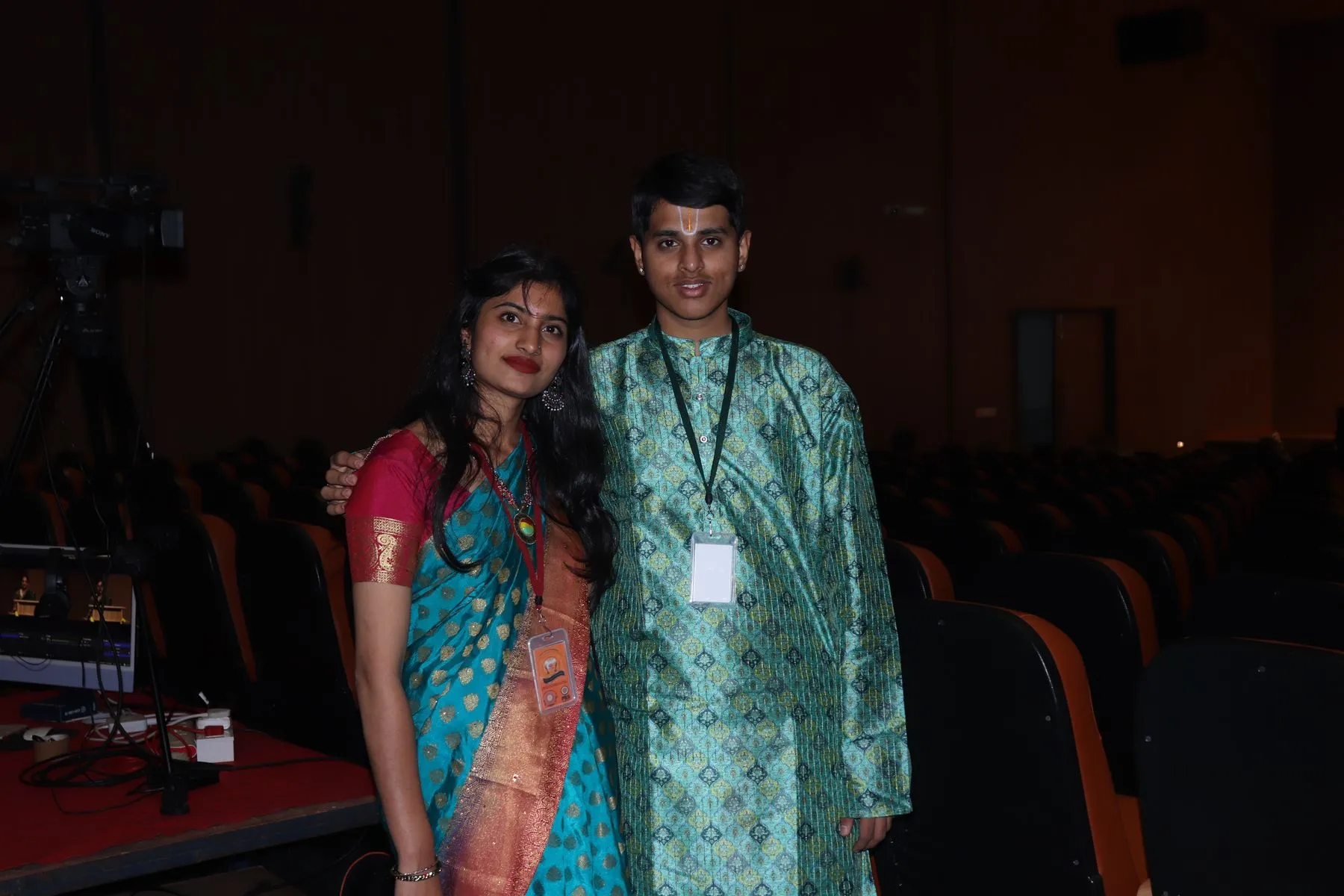 Two volunteers in hall